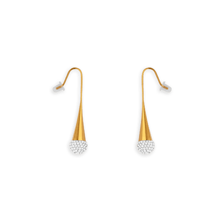 Boucles D'oreilles Acier Jaune Motif Cristal Pendant 43.5mm Au Total