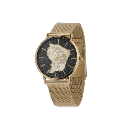 Montre Homme G97 Cadran Doré Carte Guyane Orpailleur Doré Bracelet Mesh Doré 3atm