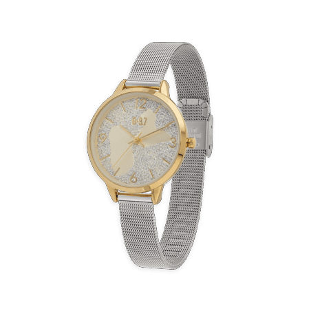 Montre Femme G97 Cadran Doré Argenté Carte Guadeloupe Doré Bracelet Mesh Argenté 3atm