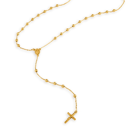 Collier chapelet or grain d'or médaille croix