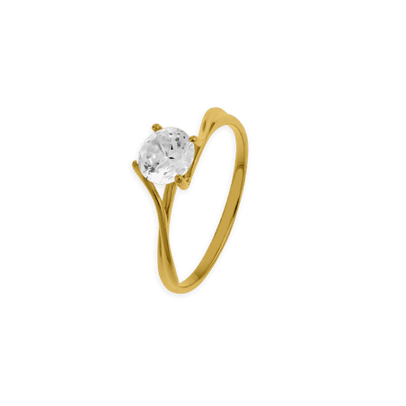 Bague Solitaire Or750 Zirconium 6mm